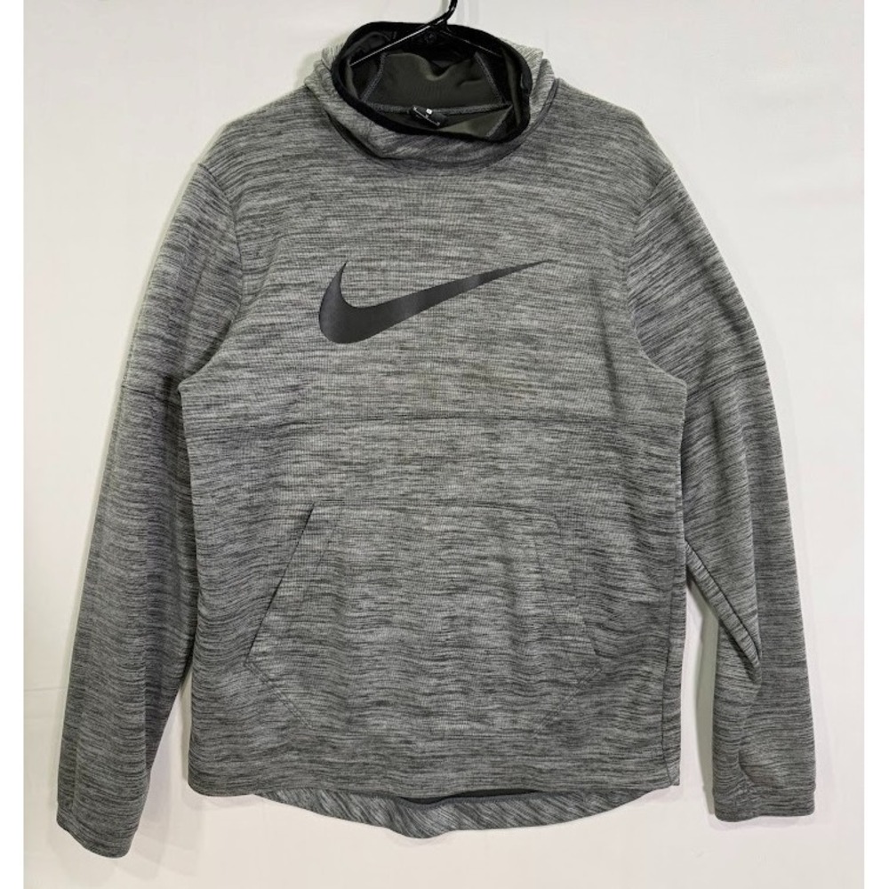 Nike‎ Mens Dri-FIT Training Hoodie Gray Space Dye Pullover Swoosh Medium